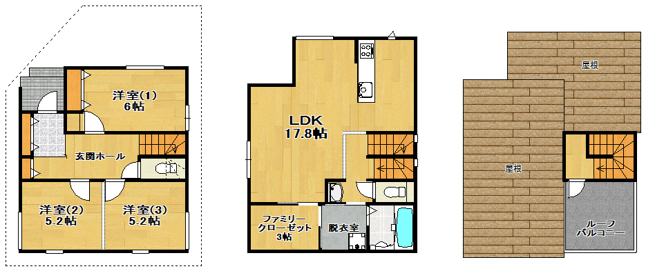 高槻市【大塚町3丁目】新築戸建間取り図